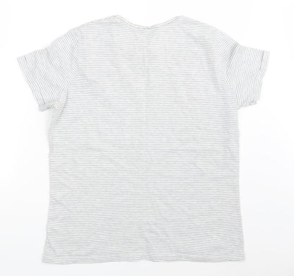 F&F Womens Grey Striped  Basic T-Shirt One Size