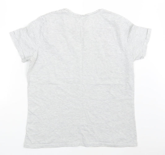 F&F Womens Grey Striped  Basic T-Shirt One Size