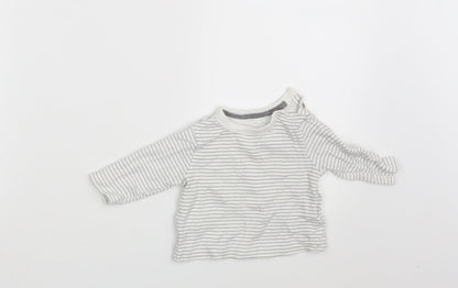 Disney Baby White Striped  Basic T-Shirt Size 0-3 Months