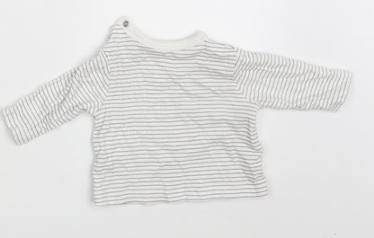 Disney Baby White Striped  Basic T-Shirt Size 0-3 Months