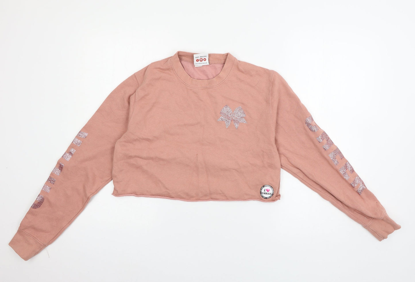 I Love Cheer Womens Pink  Jersey Pullover Sweatshirt Size XS