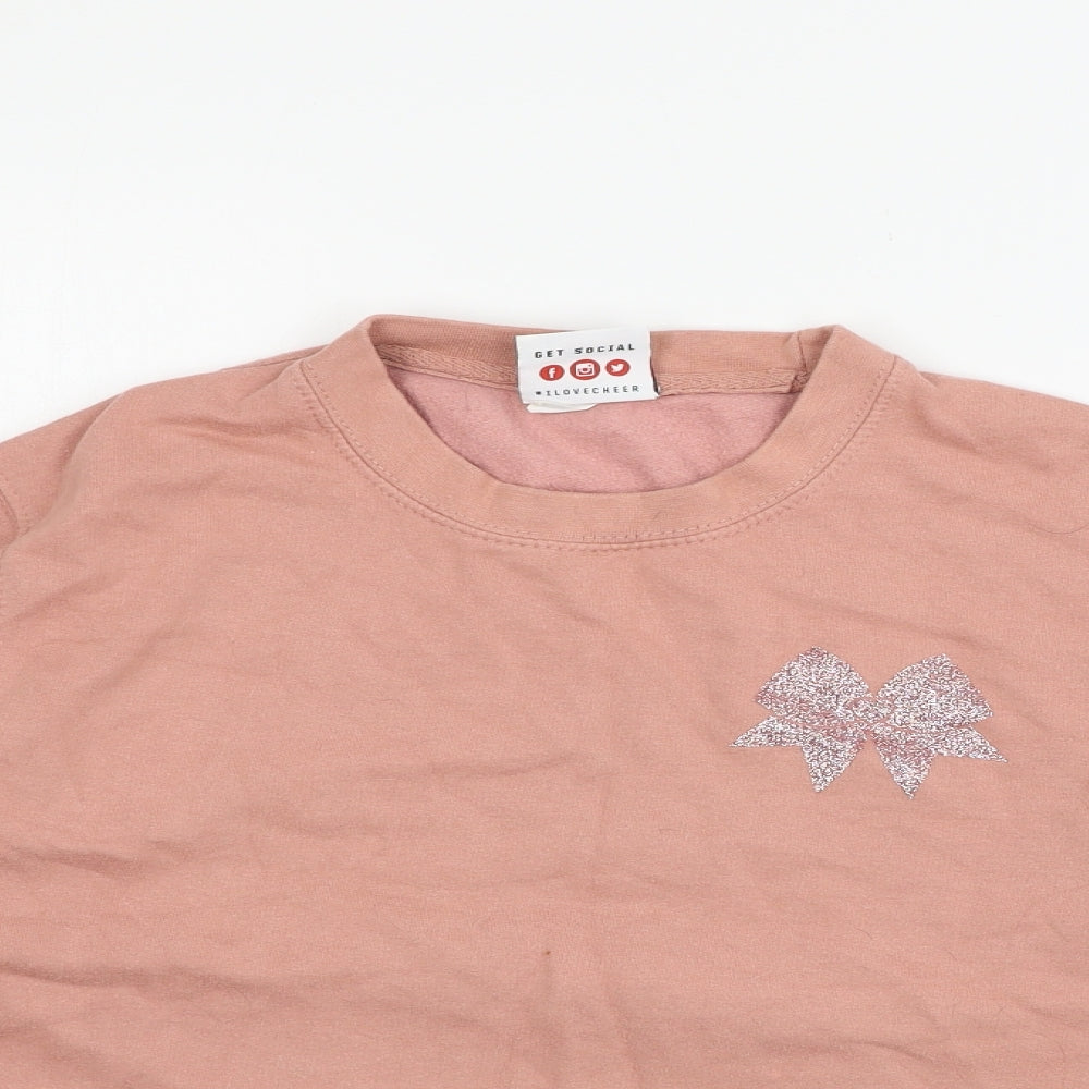 I Love Cheer Womens Pink  Jersey Pullover Sweatshirt Size XS