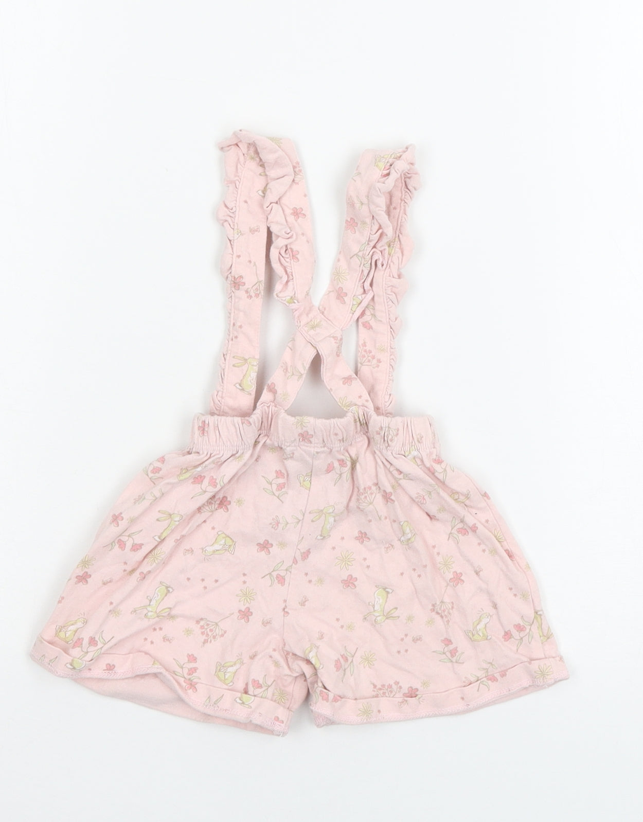TU Girls Pink Floral Jersey Cropped Trousers Size 6-9 Months