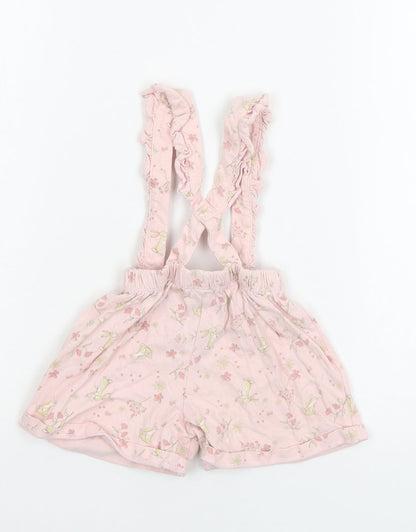 TU Girls Pink Floral Jersey Cropped Trousers Size 6-9 Months