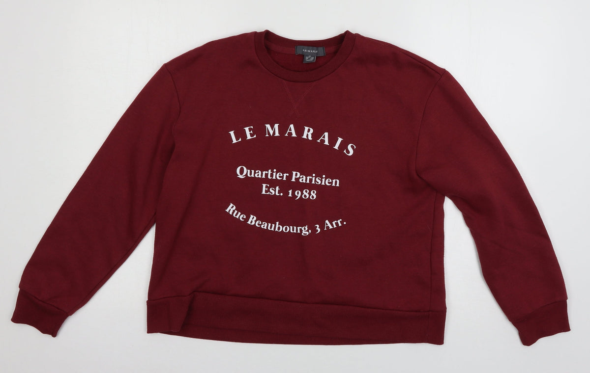 Primark Womens Red  Jersey Pullover Sweatshirt Size XS