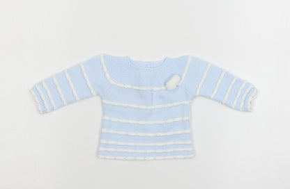 VB Boys Black Striped Knit Pullover Jumper Size 0-3 Months