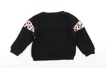 Matalan Girls Black Colourblock  Basic T-Shirt Size 9-12 Months