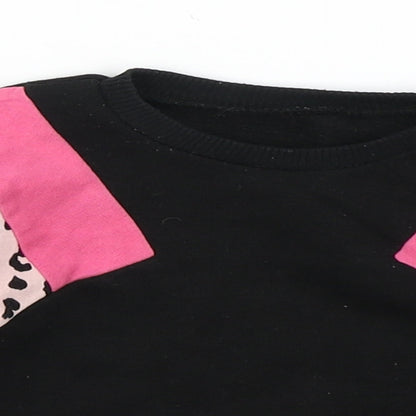 Matalan Girls Black Colourblock  Basic T-Shirt Size 9-12 Months