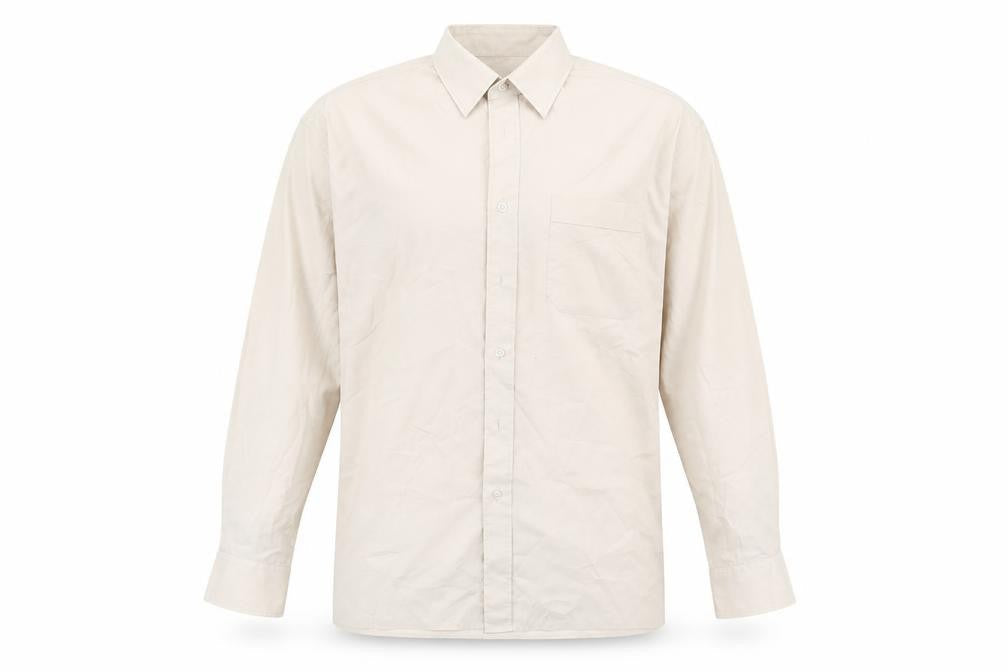 Mens UK Size 17 Double TWO Brown  Button-Up Long Sleeve Casual Shirt