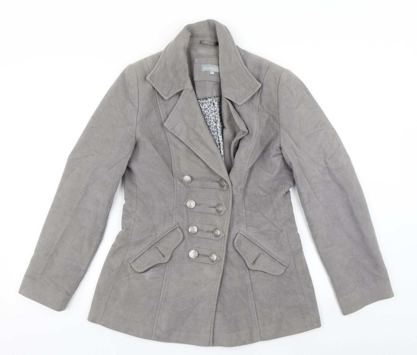 Womens UK Size 10 Per Una Grey Overcoat