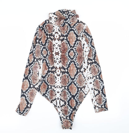 PLT Womens Multicoloured Geometric  Bodysuit One-Piece Size 10