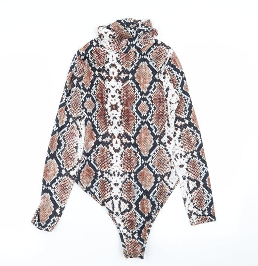 PLT Womens Multicoloured Geometric  Bodysuit One-Piece Size 10