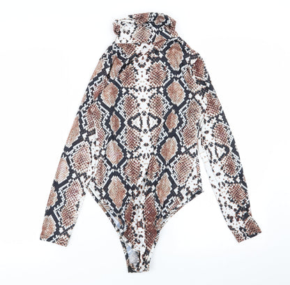 PLT Womens Multicoloured Geometric  Bodysuit One-Piece Size 10