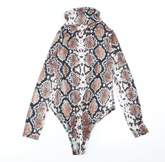 PLT Womens Multicoloured Geometric  Bodysuit One-Piece Size 10