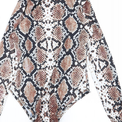 PLT Womens Multicoloured Geometric  Bodysuit One-Piece Size 10