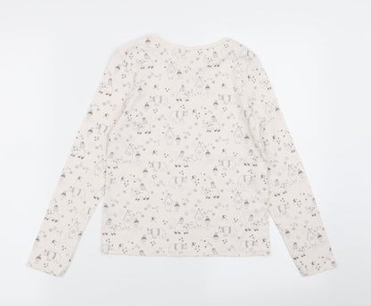 TU Girls Ivory Animal Print  Basic T-Shirt Size 9 Years