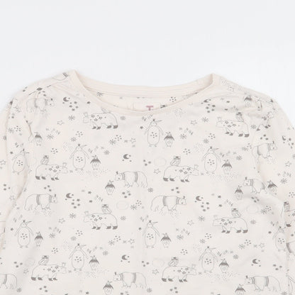 TU Girls Ivory Animal Print  Basic T-Shirt Size 9 Years