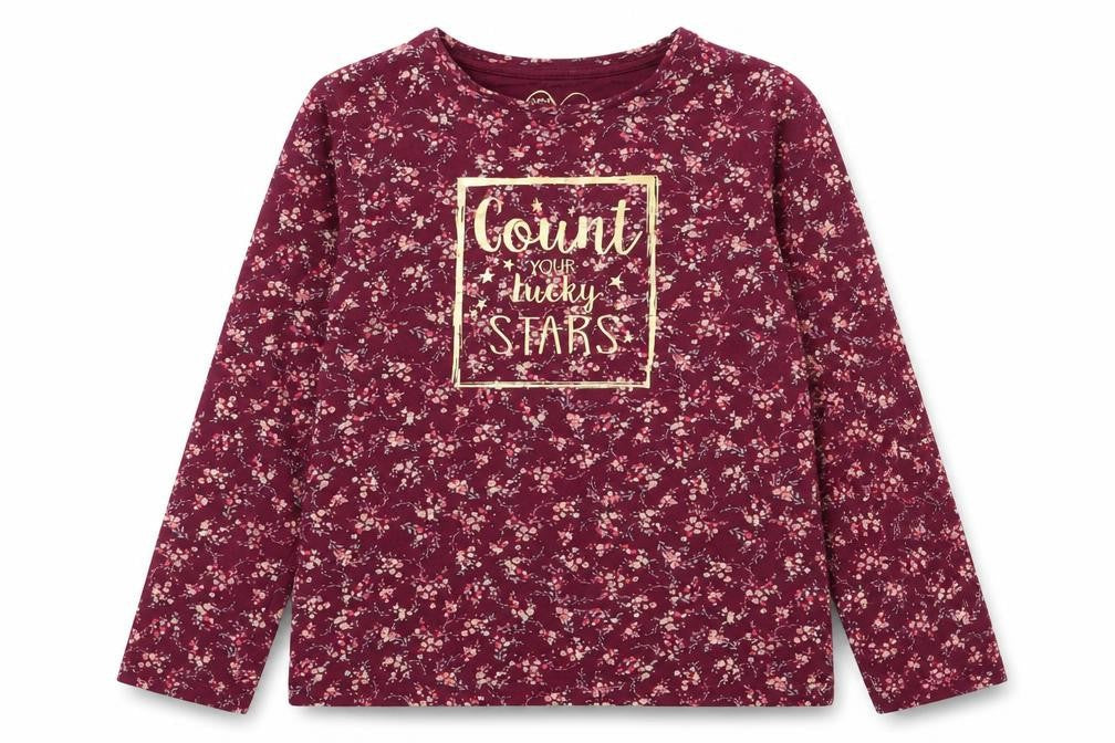 M  Girls Red Floral  Basic T-Shirt Size 8 Years