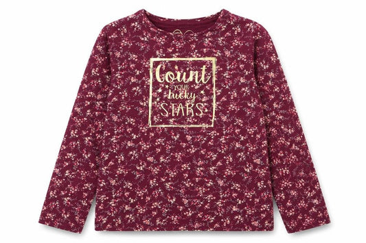 M  Girls Red Floral  Basic T-Shirt Size 8 Years