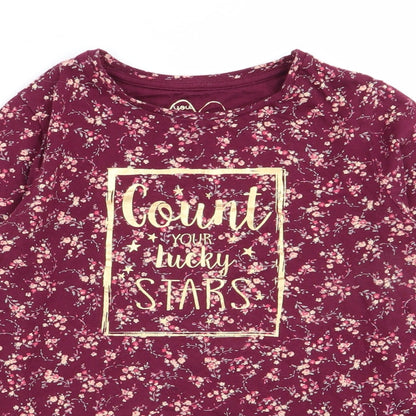 M  Girls Red Floral  Basic T-Shirt Size 8 Years