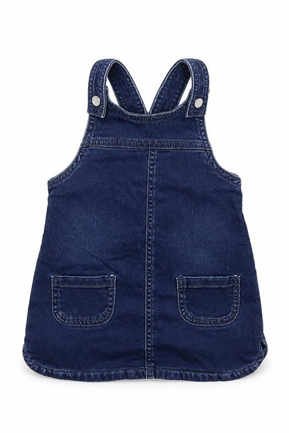 Maine Baby Blue  Denim Pinafore/Dungaree Dress  Size 9-12 Months