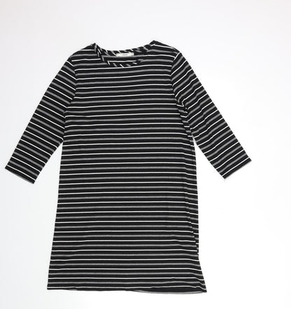 George Womens Black Striped  Basic T-Shirt Size 12