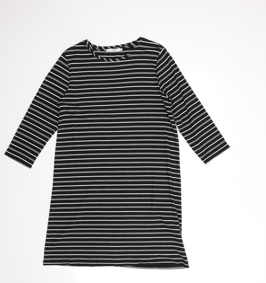 George Womens Black Striped  Basic T-Shirt Size 12
