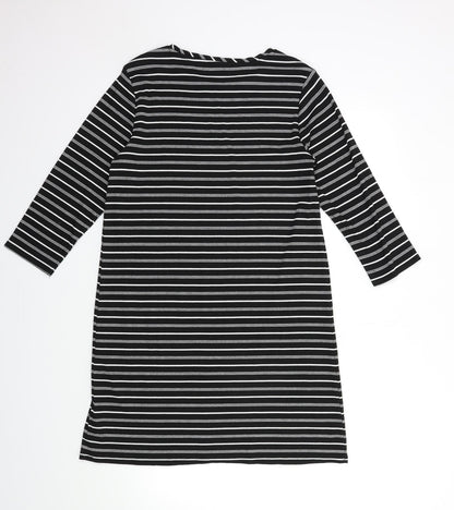 George Womens Black Striped  Basic T-Shirt Size 12