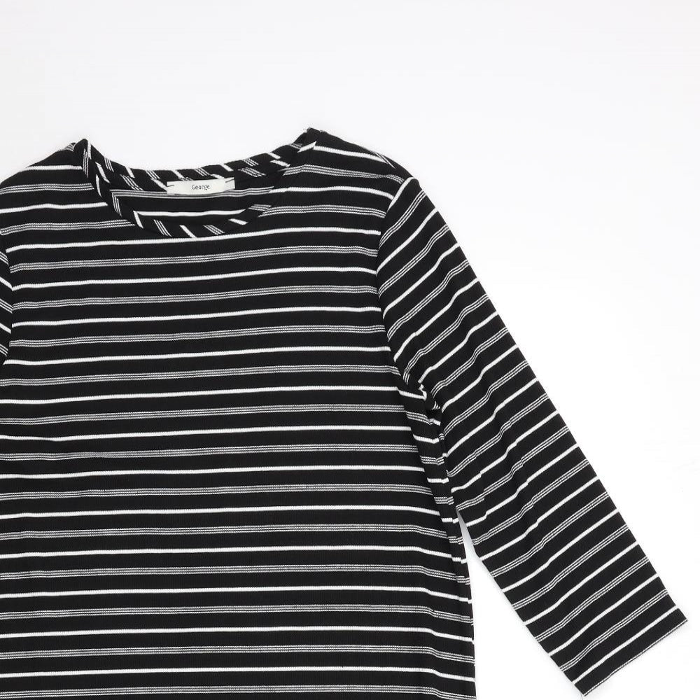 George Womens Black Striped  Basic T-Shirt Size 12