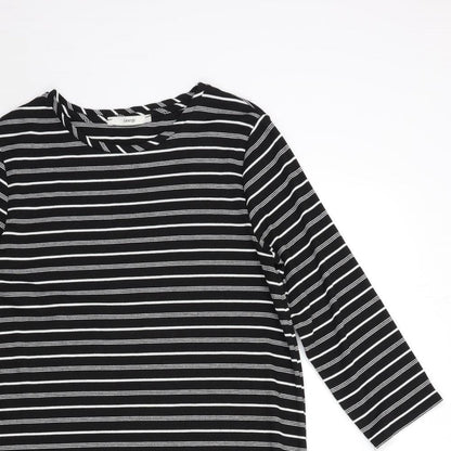 George Womens Black Striped  Basic T-Shirt Size 12