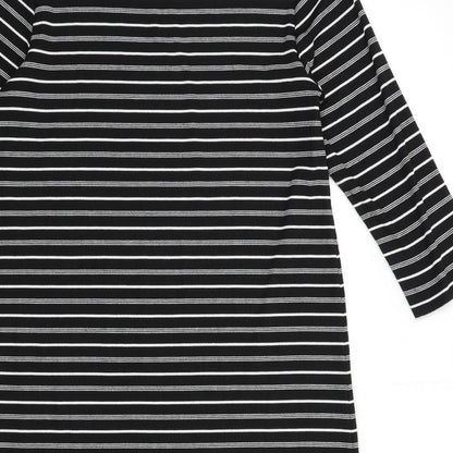 George Womens Black Striped  Basic T-Shirt Size 12