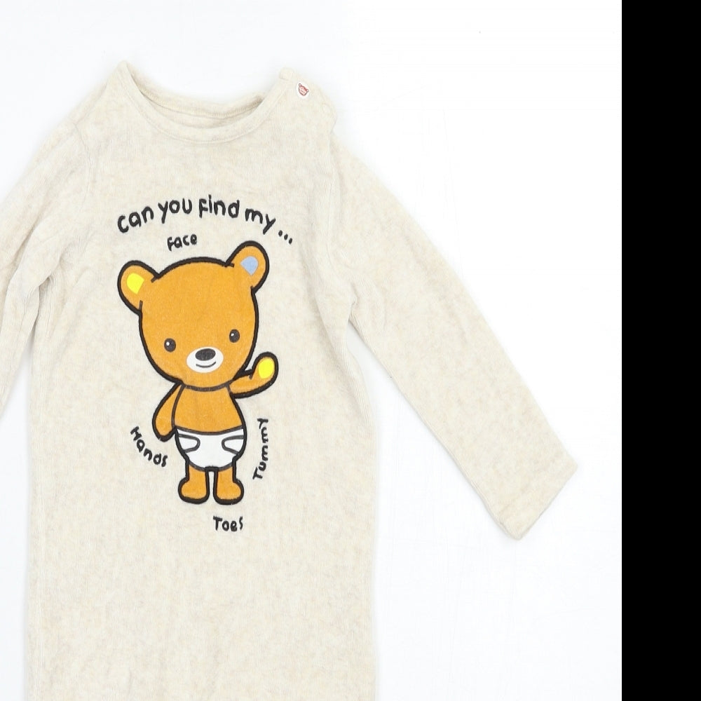 F&F Baby Beige  Fleece Babygrow One-Piece Size 6-9 Months