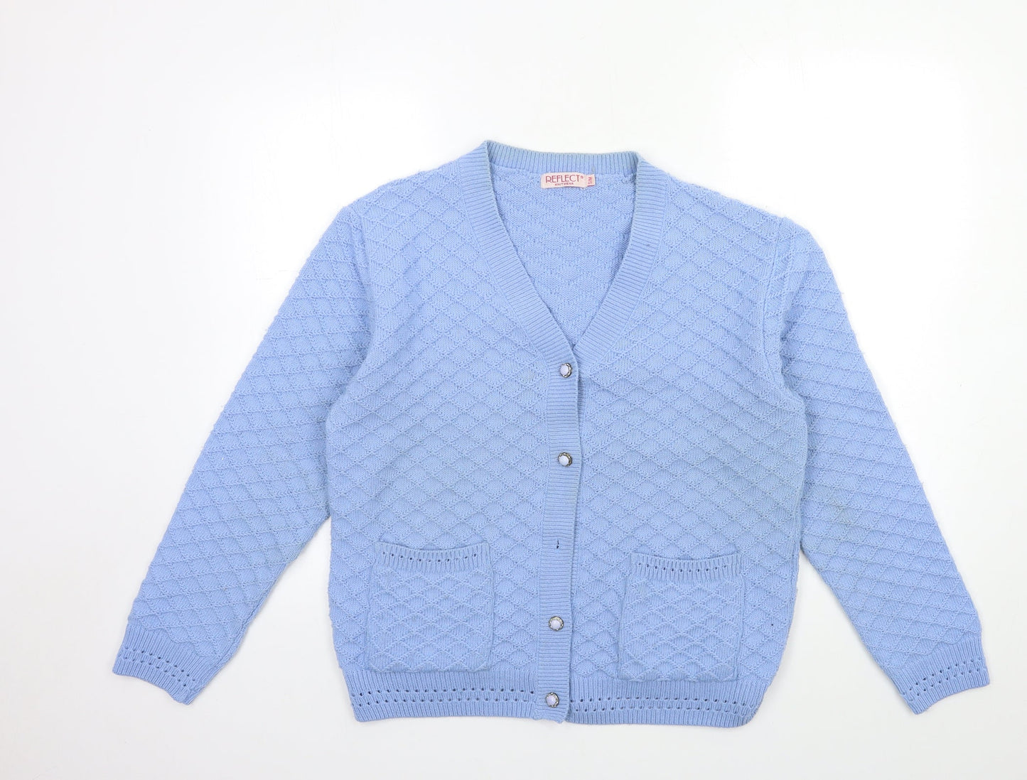 Womens UK Size S reflect Blue Cardigan Jumper