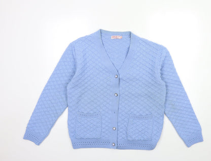 Womens UK Size S reflect Blue Cardigan Jumper