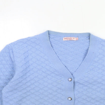 Womens UK Size S reflect Blue Cardigan Jumper
