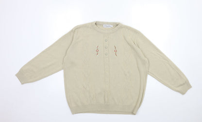 Womens UK Size L Merry gold Beige Pullover Jumper