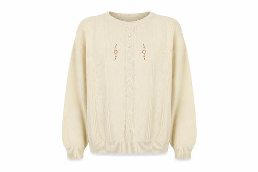 Womens UK Size L Merry gold Beige Pullover Jumper
