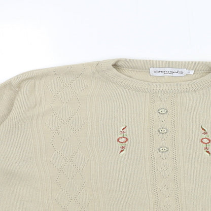 Womens UK Size L Merry gold Beige Pullover Jumper
