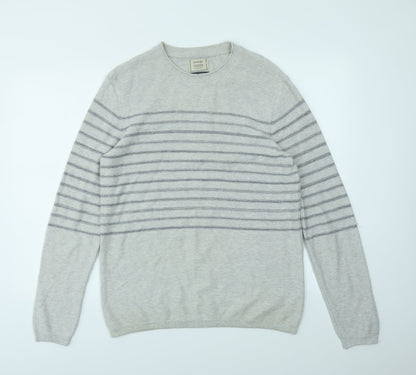 George Mens Grey Striped  Pullover Sweatshirt Size M