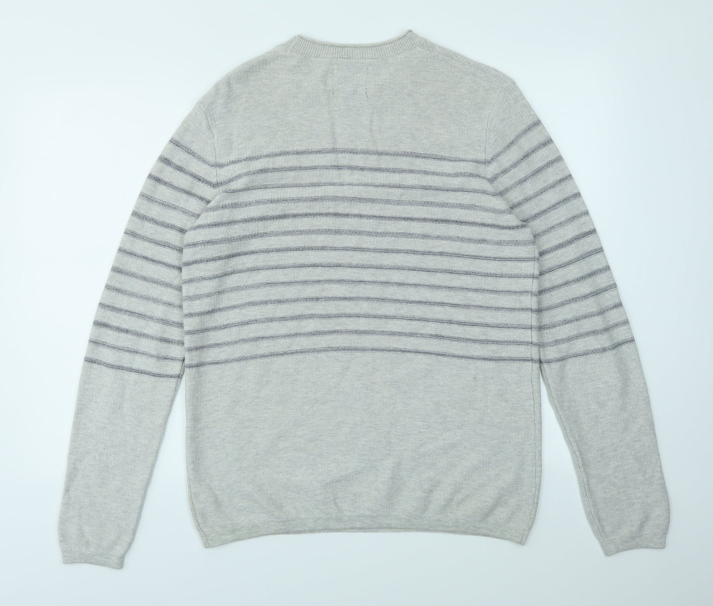 George Mens Grey Striped  Pullover Sweatshirt Size M