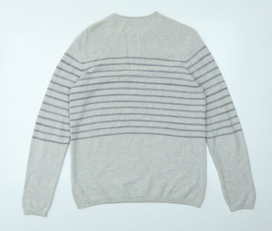 George Mens Grey Striped  Pullover Sweatshirt Size M