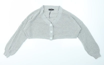 Womens UK Size S PRETTYLITTLETHING Grey Cardigan Jumper