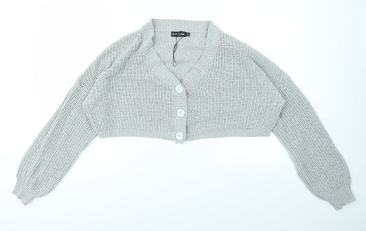 Womens UK Size S PRETTYLITTLETHING Grey Cardigan Jumper
