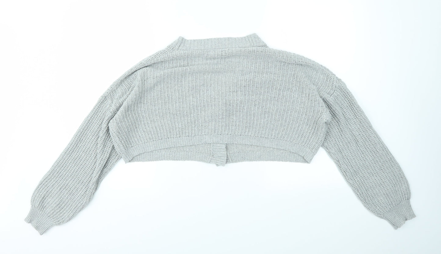 Womens UK Size S PRETTYLITTLETHING Grey Cardigan Jumper