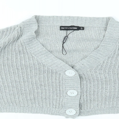 Womens UK Size S PRETTYLITTLETHING Grey Cardigan Jumper