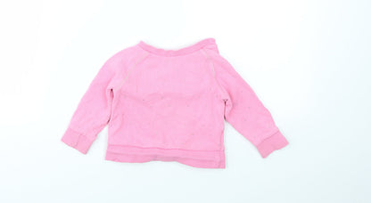 M Girls Pink Polka Dot  Pullover Jumper Size 9-12 Months