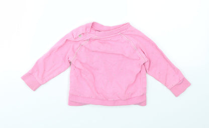 M Girls Pink Polka Dot  Pullover Jumper Size 9-12 Months