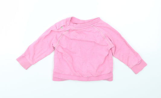 M Girls Pink Polka Dot  Pullover Jumper Size 9-12 Months