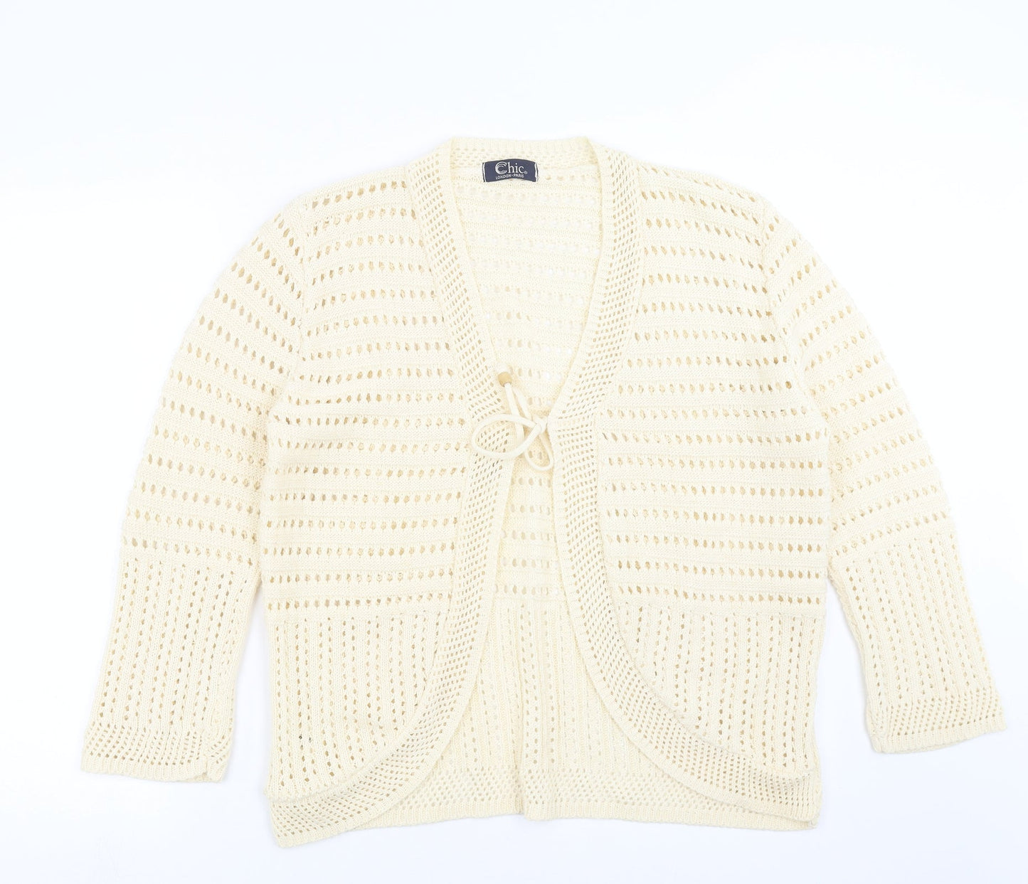 Womens UK Size L CHIC Beige Cardigan Jumper