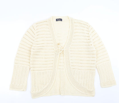 Womens UK Size L CHIC Beige Cardigan Jumper